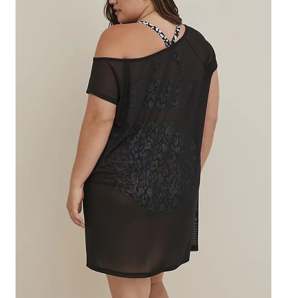 TORRID NWT MESH SWIM COVER-UP DRESS - BLACK - Picture 2 of 5